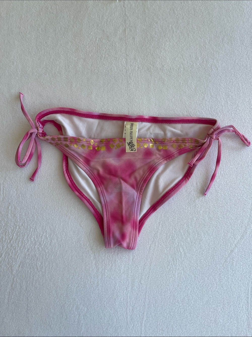 Paris Blues Pink Tie Dye Side Tie Bikini Bottom Y2K Medium